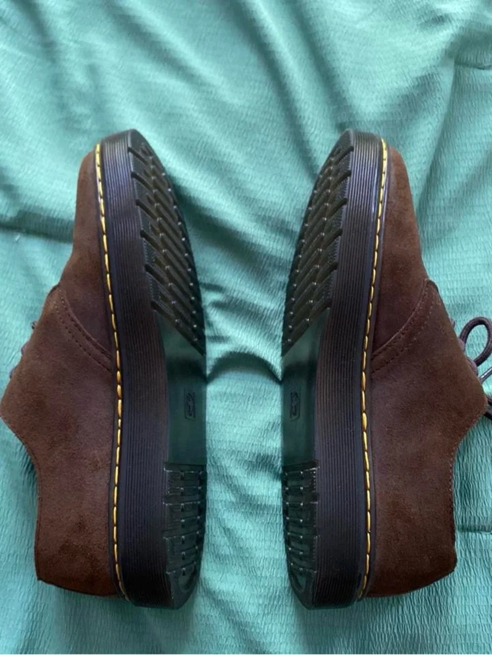 Dr. Martens Brown Suede Oxford lace up Shoes with Yellow Stitching